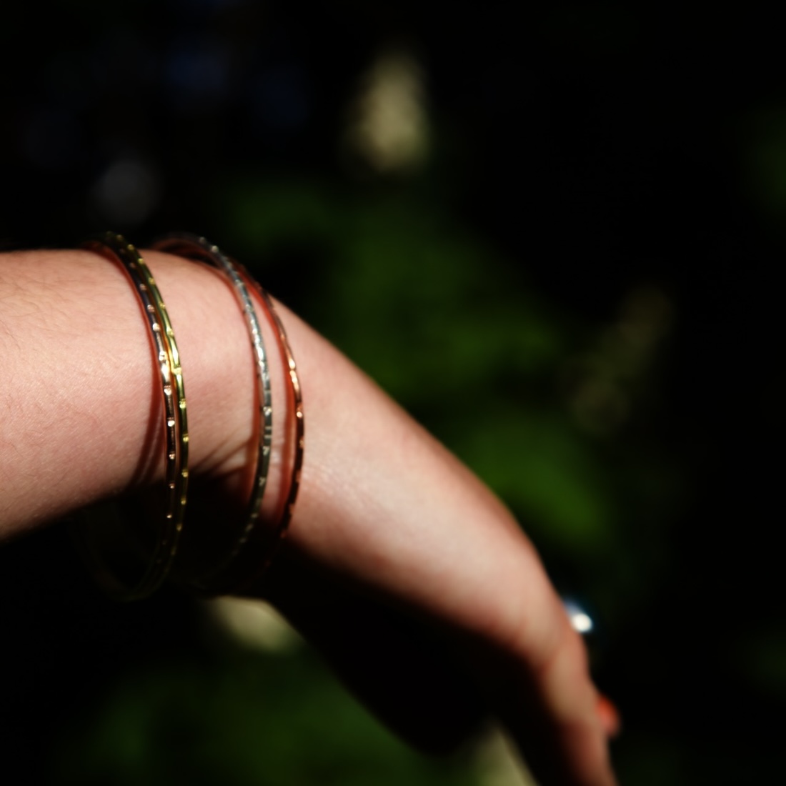 bamboo bangles worn on model